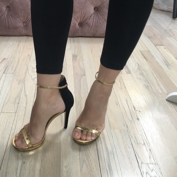 Michael Kors Cracked Metallic Leather And Suede Sandals sold T - Picture 3 of 13